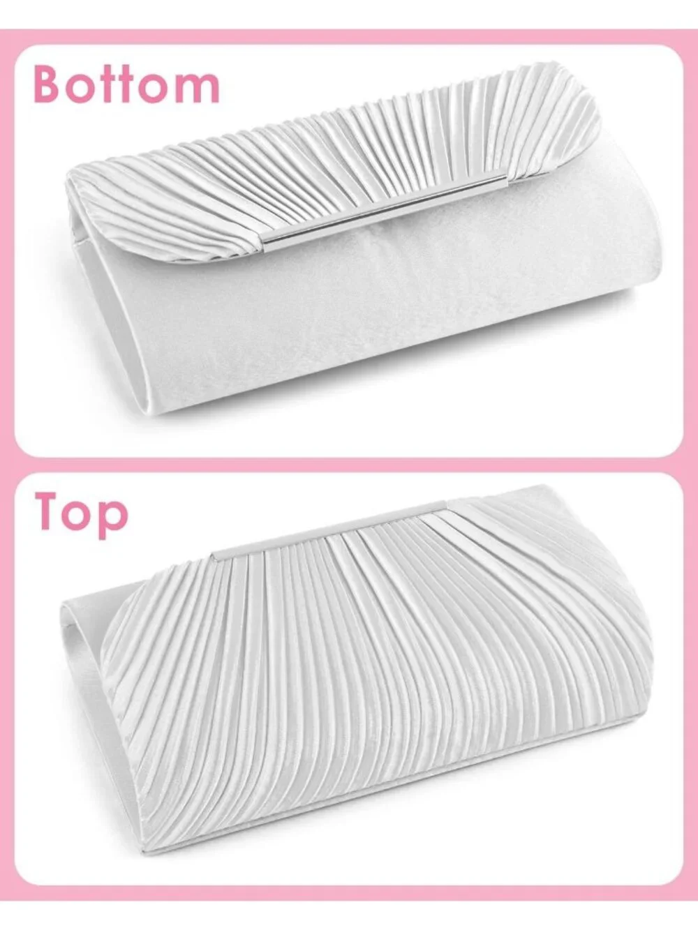Women's White Clutch Purse Evening Envelope Wedding Crossbody Shoulder Bag